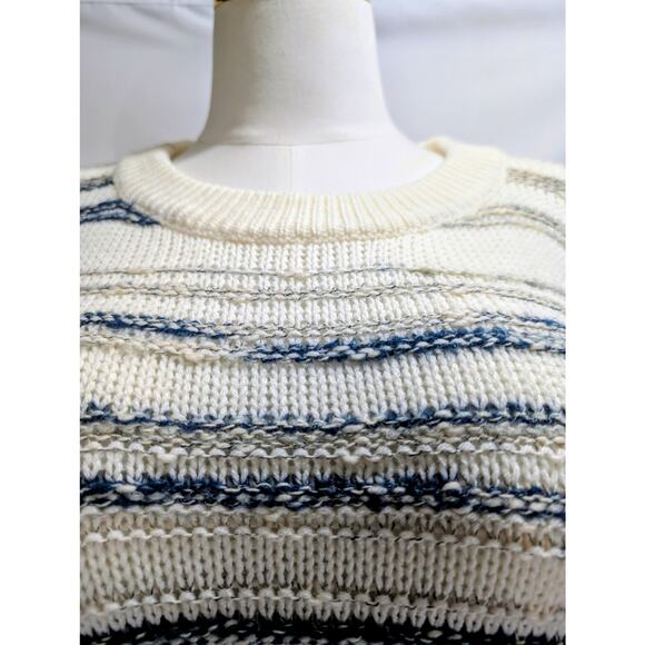 Calvin Klein Jeans Tan Blue Striped Knit Sweater Medium NWT - Picture 3 of 9